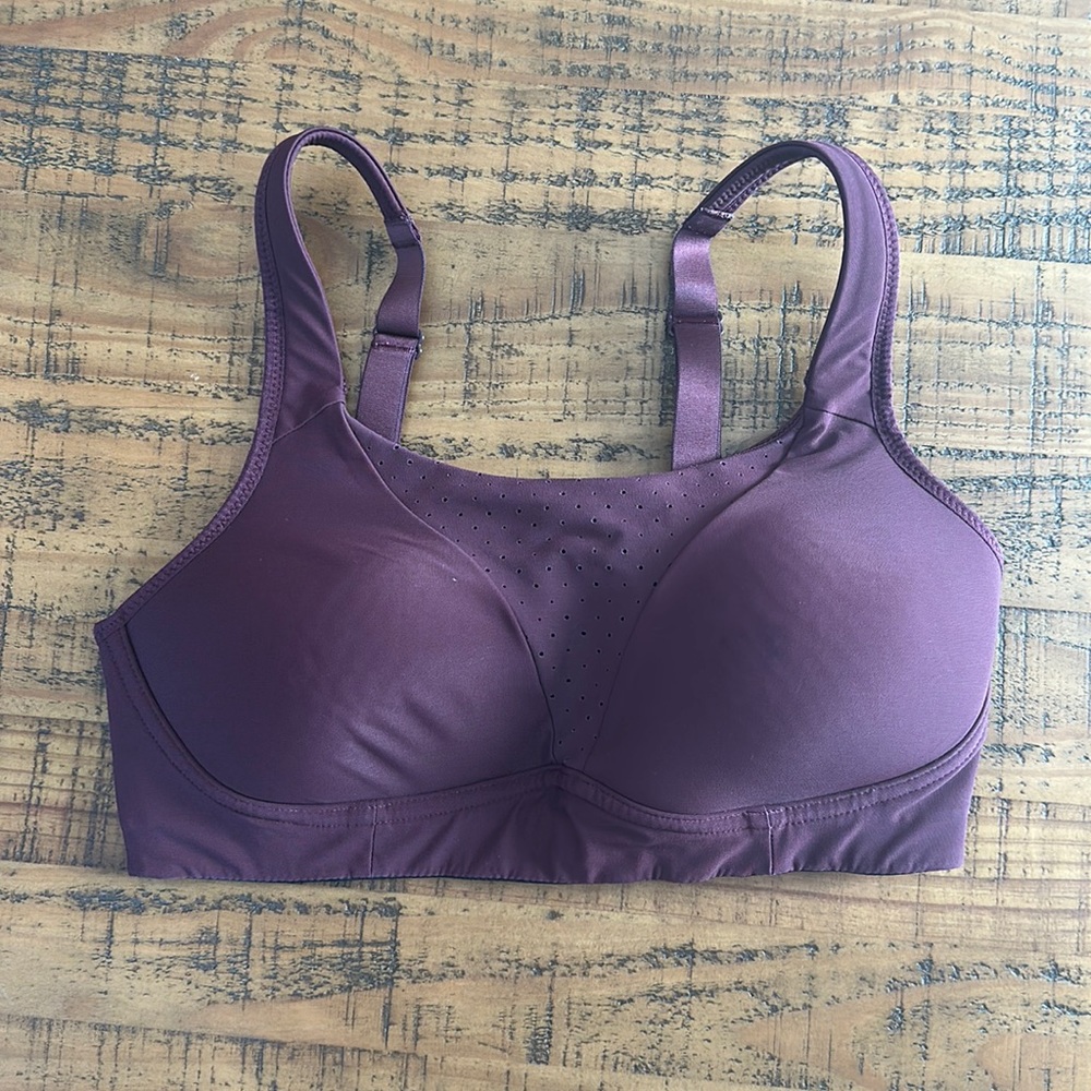 Lululemon Run Times Bra High Support Workout Sporty Sports Bra Maroon Sz 32D